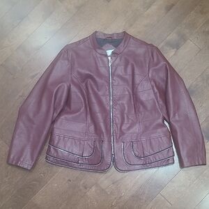 Women's Burgundy Vegan Leather Jacket